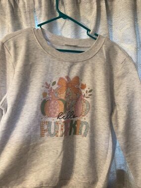 Hello Pumpkin Graphic Kids Sweatshirt - Light Gray